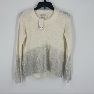 Bar III Women’s Crew Neck Knit White and Silver Ombre Color Sweater size XL
